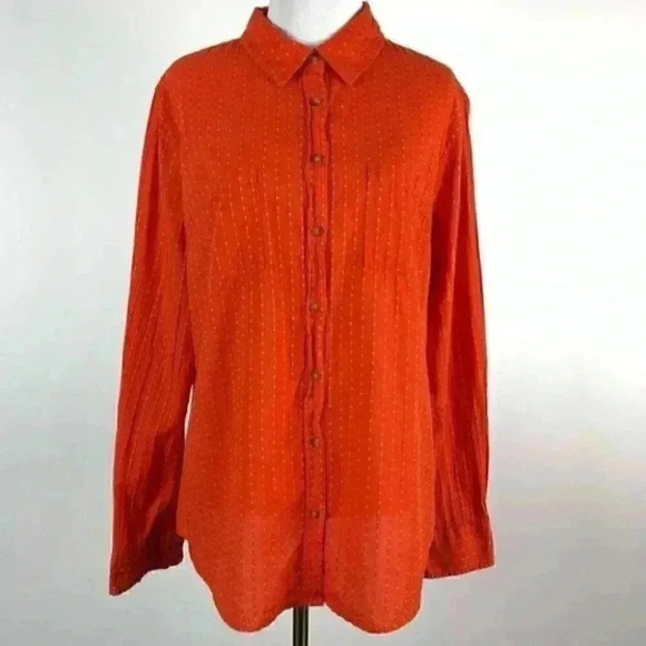 Merona top size L orange white with pockets - Picture 1 of 6